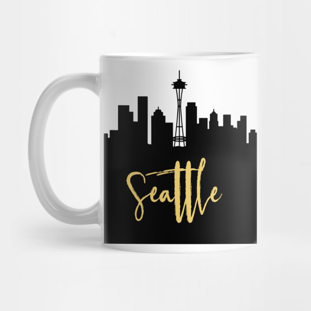 SEATTLE WASHINGTON DESIGNER SILHOUETTE SKYLINE ART by deificusArt